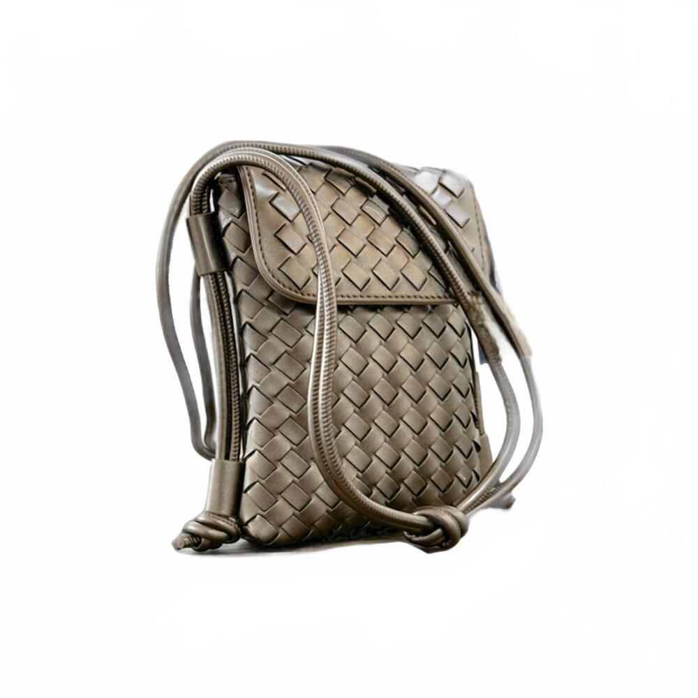 NEW CEJON woven cell phone bag in metallic bronze